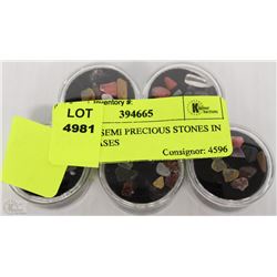 SET OF 5  SEMI PRECIOUS STONES IN CLEAR CASES