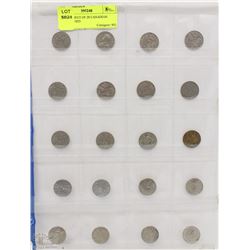 STOCK SHEET OF 20 CANADIAN NICKELS 1923