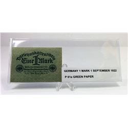 GERMAN 1 MARK GREEN BANKNOTE