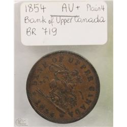 1854 BANK OF UPPER CANADA AU+ ONE PENNY