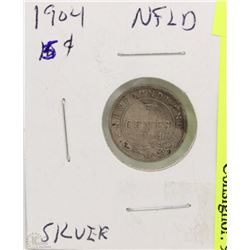 1904 NEWFOUNDLAND 5 CENT SILVER COIN