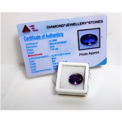 NATURAL OVAL CUT AMETHYST GEMSTONE & COA