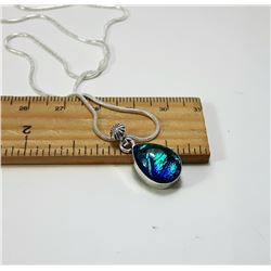 BLUE FIRE OPAL PENDANT & CHAIN