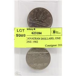 LOT OF 2 CANADIAN DOLLARS, ONE 1983 AND ONE 1982