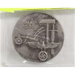 GERMAN WWII 1936 1MAI PIN MARKED ON BACK