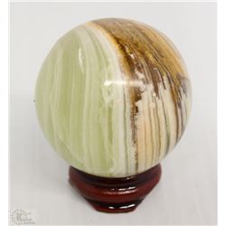 #86 GREEN ONYX POLISH SPHERE  BALL 1.5" (157.8G)