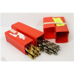 LOT OF 9 HSS JOBBER DRILL BITS (TIN COAT TIP) &