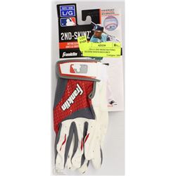 YOUTH LG 2ND SKINZ BATTING GLOVES WHITE/RED/GREY