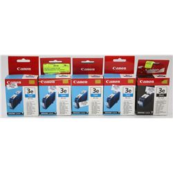 LOT OF 5 CANON 3E INK CARTRIDGES INCL. BLACK & 4