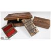 Image 1 : 4 CLOTH LINED TEAK JEWELRY BOXES