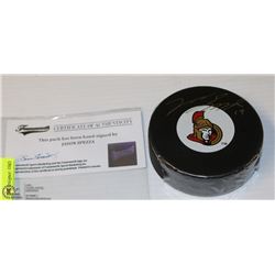 137) JASON SPEZZA SIGNED PUCK WITH COA