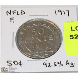 1917 NFLD FIFTY CENT PIECE