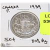 Image 1 : 1939 CANADIAN  FIFTY CENT PIECE