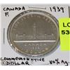 Image 1 : 1939 COMMEMORATIVE  CANADIAN  ONE DOLLAR COIN