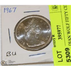 1967 CANADIAN WOLF FIFTY CENT COIN UNCIRCULATED