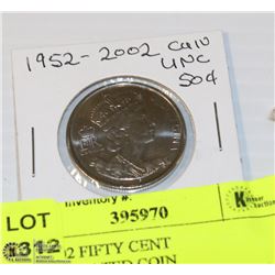 1952-2002 FIFTY CENT UNCIRCULATED COIN