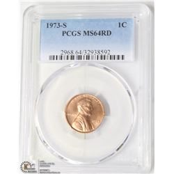 128) USA 1973-S 1CENT PCGS MS64RD