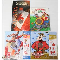 52) RCM 4 COLORED 25 CENT COINS WITH FOLIO