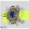 Image 1 : VINTAGE 92.5 SILVER BROOCH WITH BLUE STONE