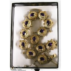 18K GOLD PLATED FASHION BRACELET DARK PURPLE CZ