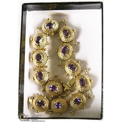 18K GOLD PLATED FASHION BRACELET LIGHT PURPLE CZ