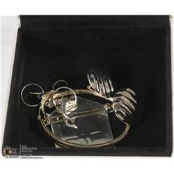 BOX OF STAMPED SILVER JEWELRY