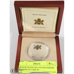 RCM 99.99 FINE SILVER HOLOGRAM $20 COIN IN CASE W/