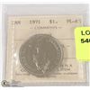 Image 1 : 1971 ICCS GRADED ONE DOLLAR CANADIAN COIN