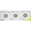 Image 1 : CANADA 1903, 1921 AND 1936 TEN  CENT COINS