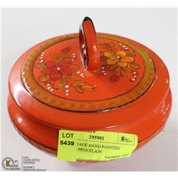 154) VINTAGE HAND PAINTED ORANGE PORCELAIN