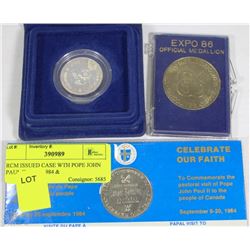 RCM ISSUED CASE WITH POPE JOHN PAUL II COIN 1984 &