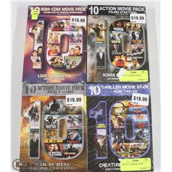 4 TEN MOVIE DVD SETS