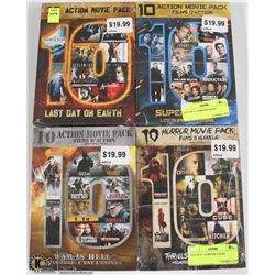 4 TEN MOVIE DVD SETS