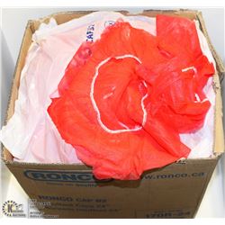 BOX OF RONCO RED BOUFFANT CAPS/ HAIRNETS