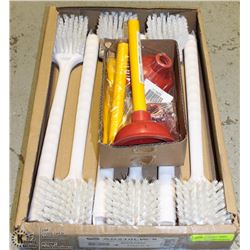 6 MARINO LONG HANDLE POT BRUSHES AND 6 SHORT