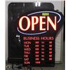 Image 1 : 1 LIGHT UP OPEN SIGN WITH HOURS AND 2 MENU DISPLAY