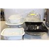 Image 1 : LOT OF ASST SERVING TRAYS AND 2 BLACK PLATES