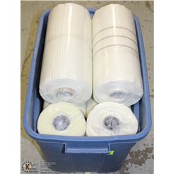 8 ROLLS OF 13" WIDE FIBERGLASS MESH IN TOTE