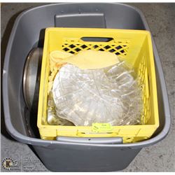 BIN OF GLASS LEAF TRAYS AND MORE