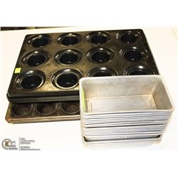 LOT OF 6 MUFFIN PANS AND 16 LOAF PANS