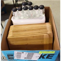 BOX NAPKINS, SALT SHAKERS , CUTTING BOARDS