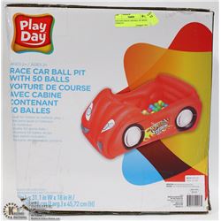 PLAY DAY RACE CAR BALL PIT WITH 50 BALLS