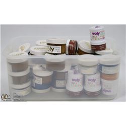 BIN OF ASSORTED WOLY SHOE POLISH