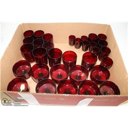 LOT OF 32PCS RUBY RED GLASSES INCL PARFAIT,LARGE