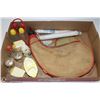 Image 1 : BOX WITH SALT & PEPPER SHAKERS, WINE SKIN AND MORE
