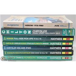 BOX OF ASSORTED DODGE CAR/VAN MANUALS INCL