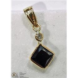 #1-14K YELLOW GOLD BLACK & WHITE DIAMOND PENDANT