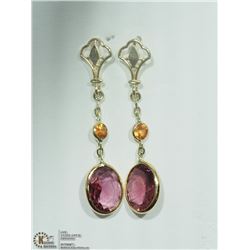 #2-14K YELLOW GOLD TOURMALINE & SAPPHIRE EARRINGS