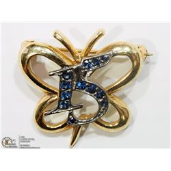 #4-10K YELLOW-WHITE GOLD SAPPHIRE PENDANT/BROOCH