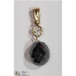 #6-14K YELLOW GOLD BLACK & WHITE DIAMOND PENDANT